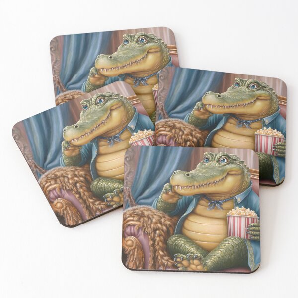 Item preview, Crocodile Enjoying Popcorn in a Cozy Living Room designed and sold by Artessie.