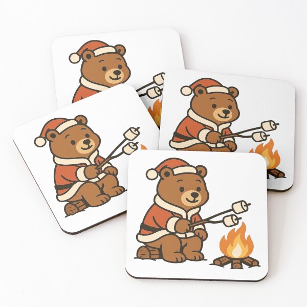 Item preview, Bear Roasting Marshmallows – Cozy Christmas Scene designed and sold by Confuzz1ed.