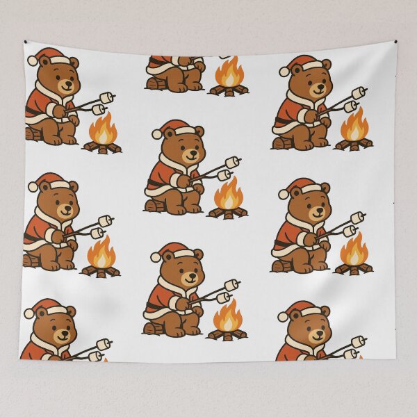 Item preview, Bear Roasting Marshmallows – Cozy Christmas Scene designed and sold by Confuzz1ed.