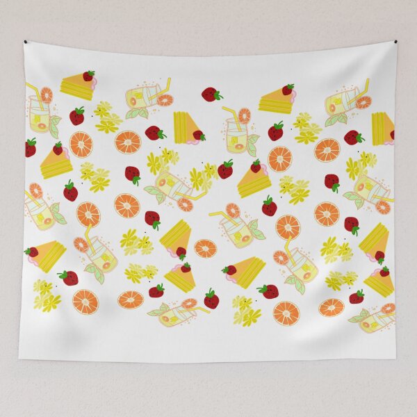 Item preview, art of strawberries, cool drink, orange, and flowers designed and sold by Nature  Nblossom.