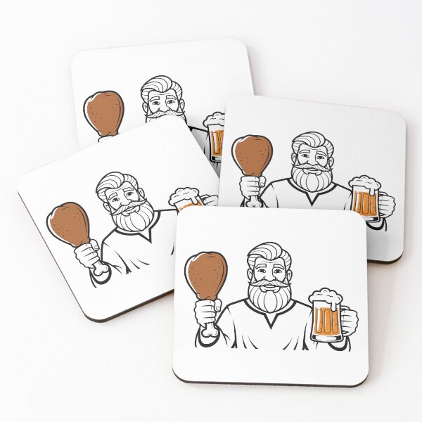 Item preview, Bearded Man with Chicken Leg and Beer. designed and sold by NayemArts.