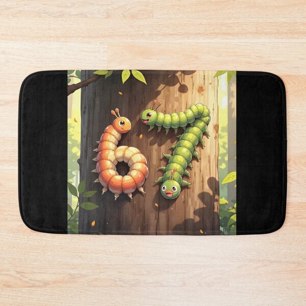 Item preview, Six Seven 6-7 Cute Caterpillars Orange and Green   designed and sold by The Funky Sprunki.