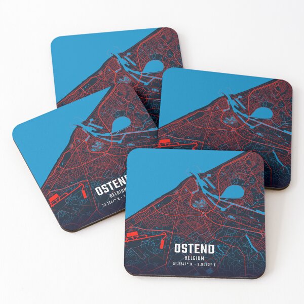 Item preview, Ostend Red & Blue Minimalist Map designed and sold by HomeLivingCo.