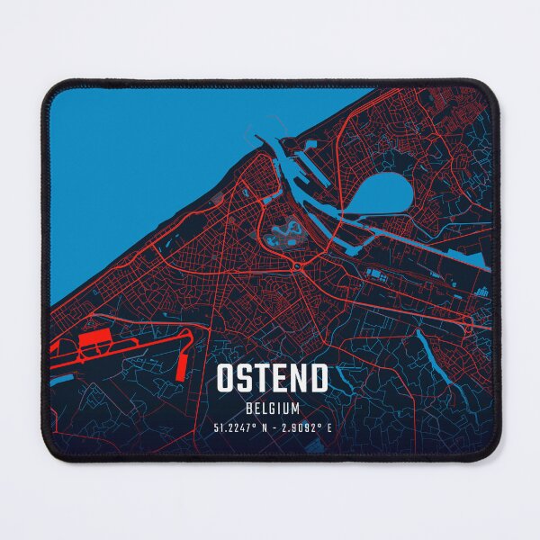 Item preview, Ostend Red & Blue Minimalist Map designed and sold by HomeLivingCo.