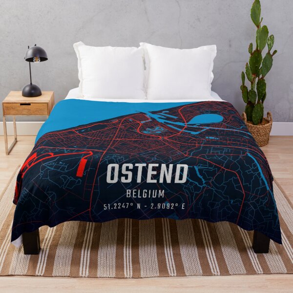 Item preview, Ostend Red & Blue Minimalist Map designed and sold by HomeLivingCo.