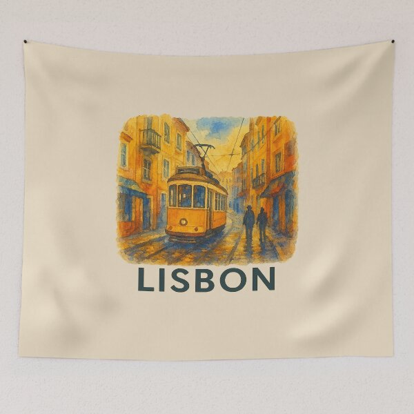 Item preview, Lisbon Tram Watercolor Poster designed and sold by Bratak.