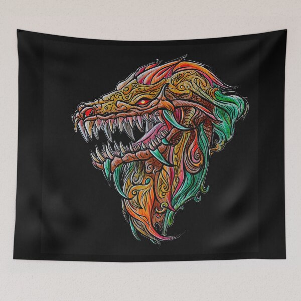 Item preview, Cool retro horror Heavy Metal monster flaming evil creature design artwork illustration designed and sold by Vintage Designs +.