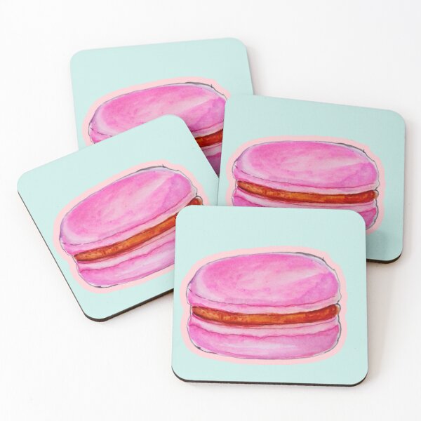 Item preview, Strawberry Flavor and Chocolate Macaron watercolor food illustration  designed and sold by happiartworks .