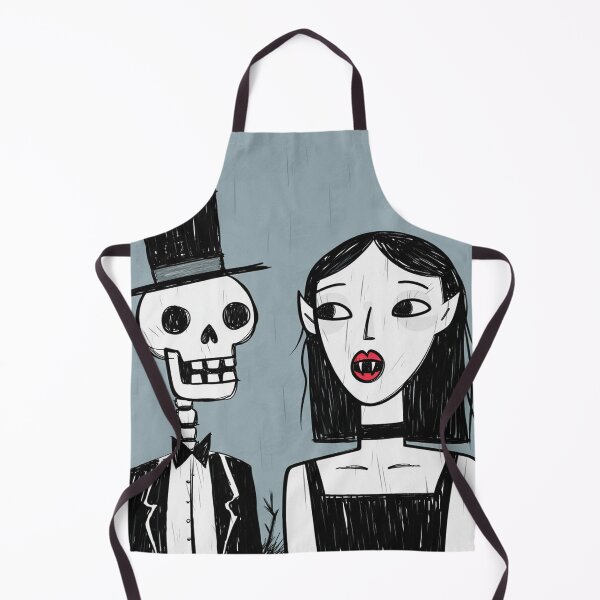 Item preview,  Fancy dapper Skeleton man rotting in the night next to a sexy vampire girl cool horror art designed and sold by Vintage Designs +.