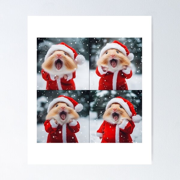 Item preview, Funny Christmas Hamster Photobooth - Cute Santa Hat Holiday Animal designed and sold by RockFireMerch.