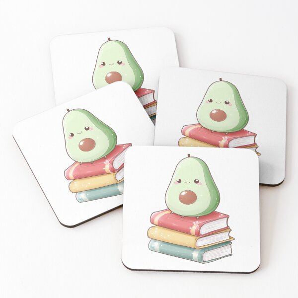 Item preview, Kawaii Happy Avocado Stacking Books Cute Cartoon Illustration for Book Lovers and Students designed and sold by ModNoy.