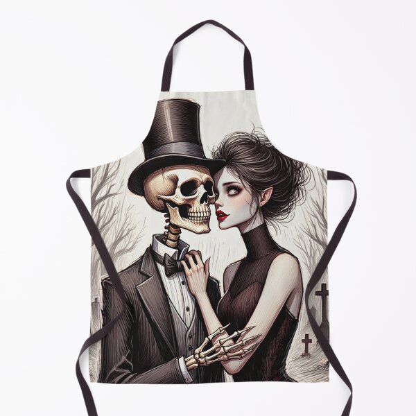 Item preview,  Fancy dapper Skeleton man rotting in the night next to a sexy vampire girl cool horror art designed and sold by Vintage Designs +.