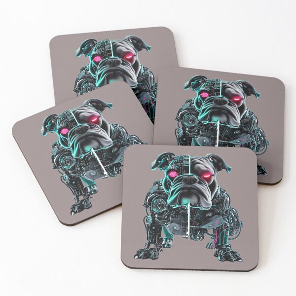 Item preview, Cyborg Bulldog with Red Eyes | Futuristic Half-Metal Dog Art designed and sold by Naturalite19.