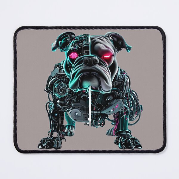 Item preview, Cyborg Bulldog with Red Eyes | Futuristic Half-Metal Dog Art designed and sold by Naturalite19.