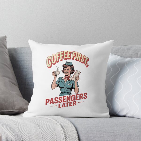 Item preview, sassy flight attendant drinking cofee designed and sold by CabinChaos.