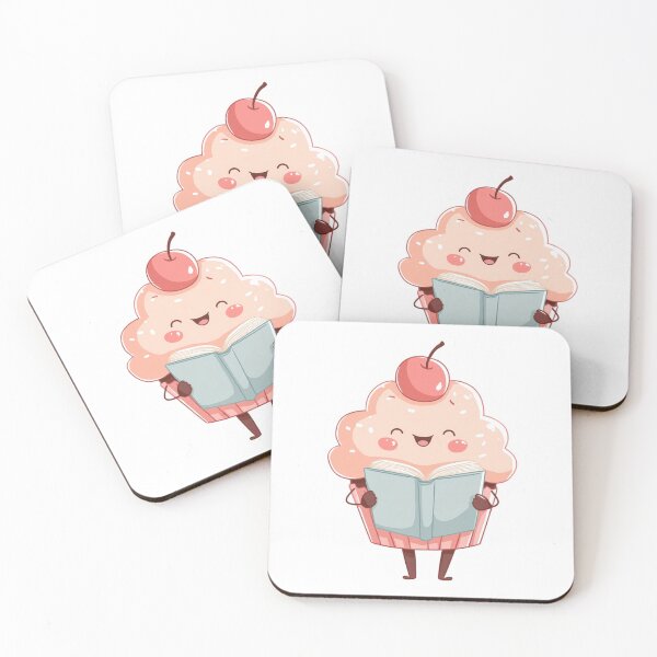 Item preview, Kawaii Cupcake Reading a Book Cute Dessert Lover Scholar Artwork with Cherry on Top for Bookworms and Students designed and sold by ModNoy.