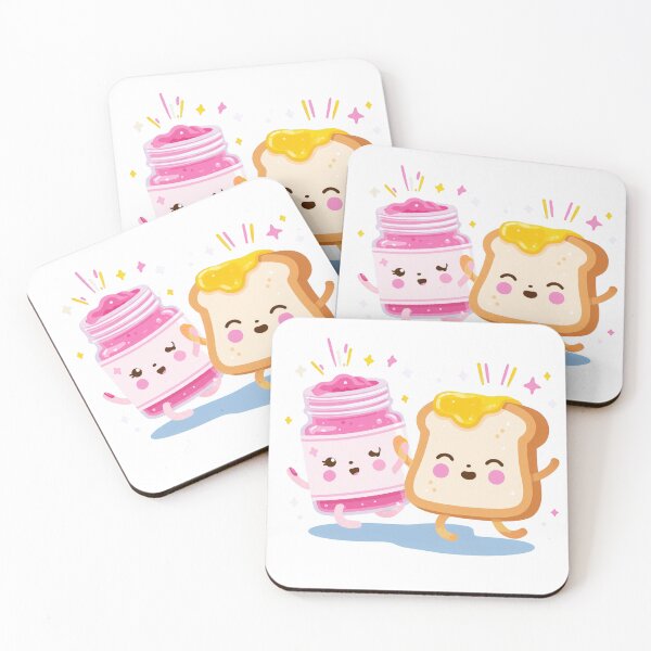 Item preview, Kawaii Happy Jam and Toast Dancing Breakfast Buddies Cute Foodie Illustration designed and sold by ModNoy.