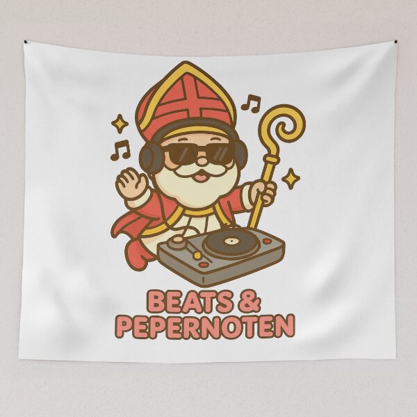 Item preview, DJ Sint – Beats & Pepernoten – Kawaii Sinterklaas Illustratie designed and sold by snoezelstudio.