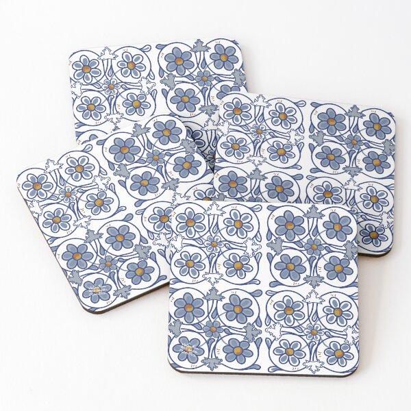 Item preview, Blue ceramic flowers designed and sold by ValentinaAssenza.