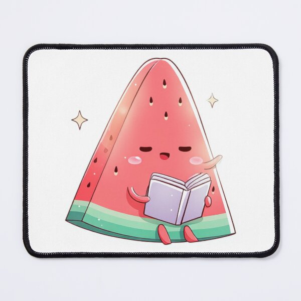 Item preview, Adorable Kawaii Watermelon Reading a Book Cartoon Illustration for Studious Foodies, Book Lovers, and Cozy Reading Enthusiasts designed and sold by ModNoy.