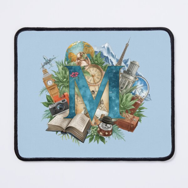 Item preview, Copy of Adventure Awaits – Vintage Travel Letter M Monogram | Wanderlust Globe & Airplane Design for Explorers and Dreamers designed and sold by AmenAlways.