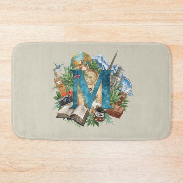 Item preview, Copy of Adventure Awaits – Vintage Travel Letter M Monogram | Wanderlust Globe & Airplane Design for Explorers and Dreamers designed and sold by AmenAlways.