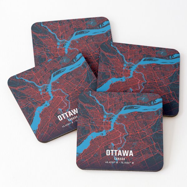 Item preview, Ottawa Red & Blue Minimalist Map designed and sold by HomeLivingCo.
