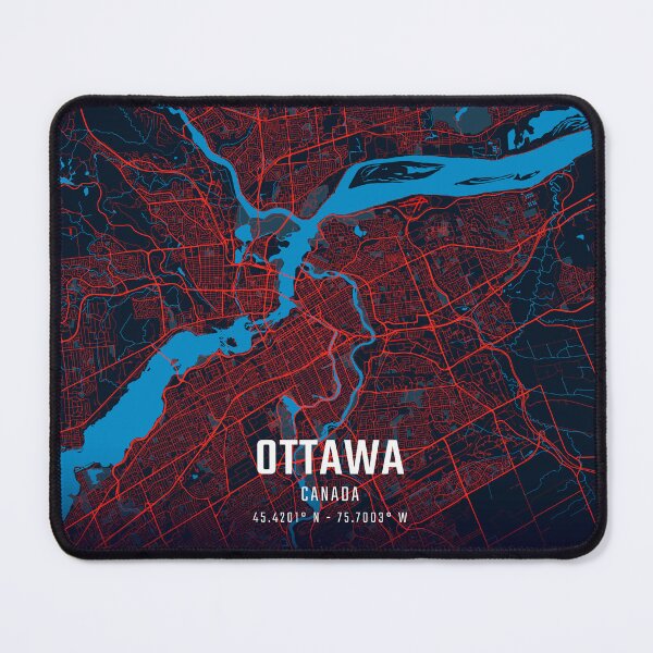 Item preview, Ottawa Red & Blue Minimalist Map designed and sold by HomeLivingCo.