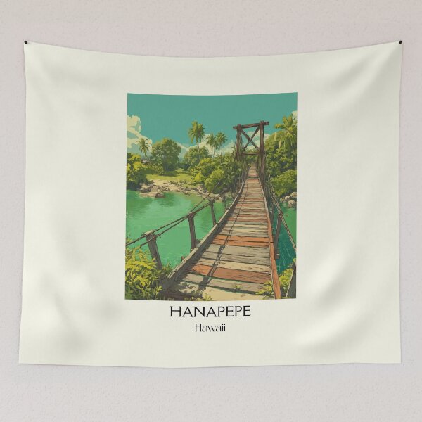 Item preview, Hanapepe Kauai Swinging Bridge Art Print designed and sold by TuncGK.