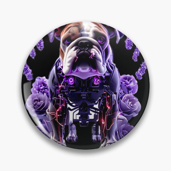 Item preview, Cybernetic Bulldog with Floral Fusion | Futuristic Dog and Nature Art designed and sold by Naturalite19.