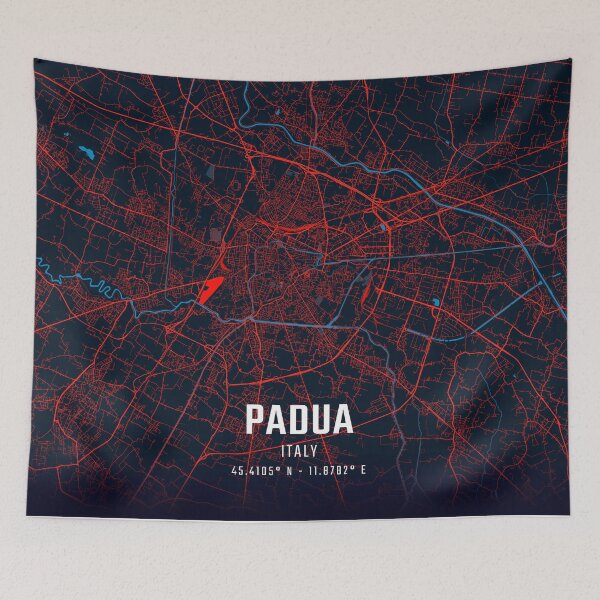 Item preview, Padua Red & Blue Minimalist Map designed and sold by HomeLivingCo.
