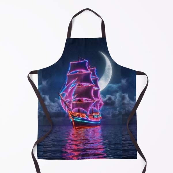 Artikelvorschau, Neon-Piratenschiff im Mondlicht – Futuristische Segelkunst, Cyber-Ozeantraum entworfen und verkauft von MyDesigneStore.