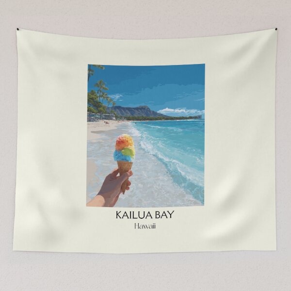 Item preview, Kailua Bay Oahu Shave Ice | Hawaii Beach Art Print designed and sold by TuncGK.