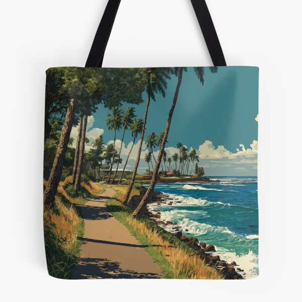 Item preview, Kapaa Kauai Coastal Bike Path | Hawaii Ocean Art Print designed and sold by TuncGK.