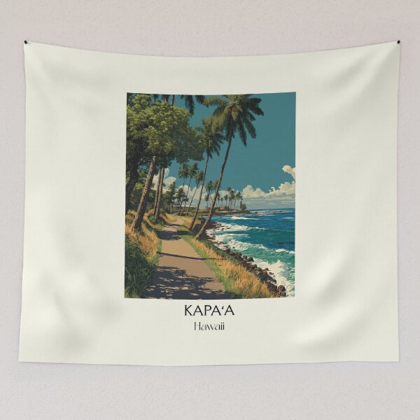 Item preview, Kapaa Kauai Coastal Bike Path | Hawaii Ocean Art Print designed and sold by TuncGK.