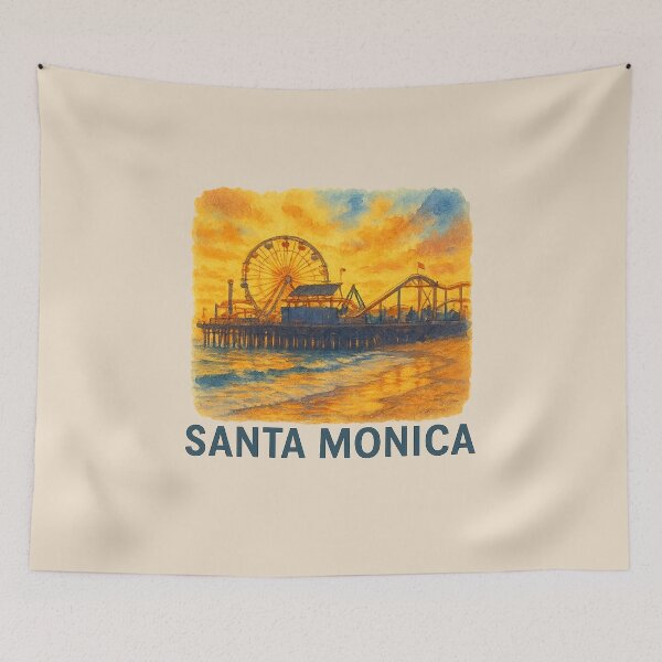 Item preview, Santa Monica Pier Watercolor Poster designed and sold by Bratak.