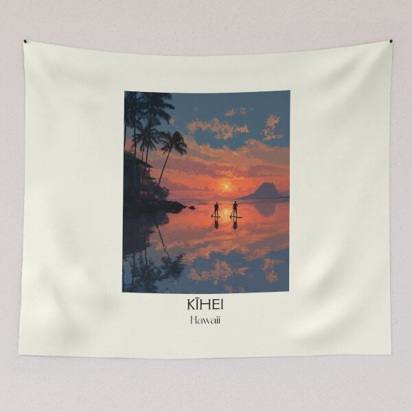 Item preview, Kihei Maui Sunset Paddleboarding | Hawaii Ocean Art designed and sold by TuncGK.