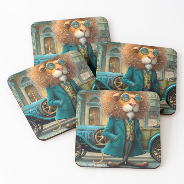 Item preview, Stylish Lion Strolling by Vintage Automobile designed and sold by Artessie.