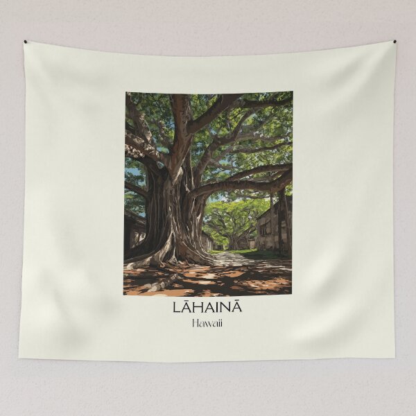 Item preview, Lahaina Maui Banyan Tree | Hawaii Historic Town Art designed and sold by TuncGK.