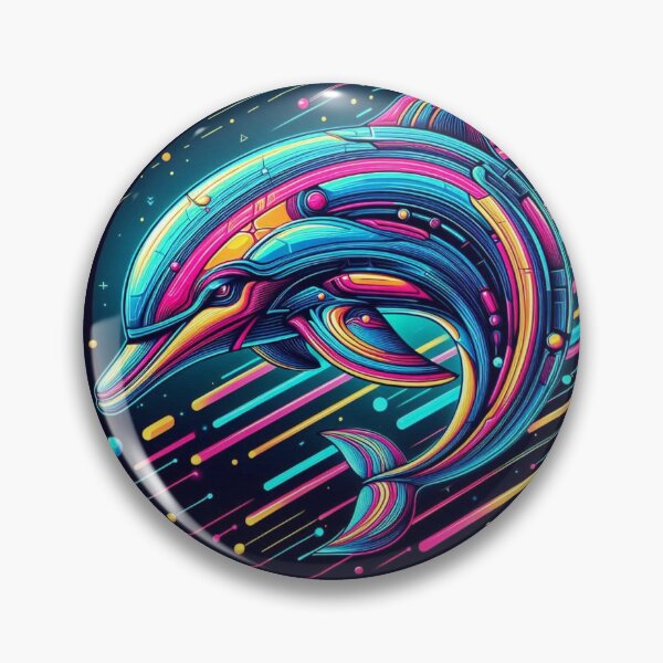Item preview, colorful futuristic dolphin designed and sold by Dogandesighn.