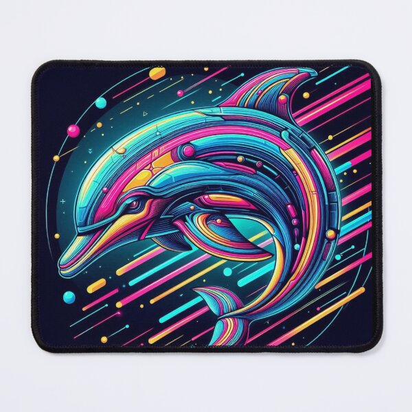 Item preview, colorful futuristic dolphin designed and sold by Dogandesighn.