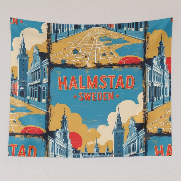 Item preview, Halmstad Sweden 1950s Vintage Travel Tourism designed and sold by TravelersGems.