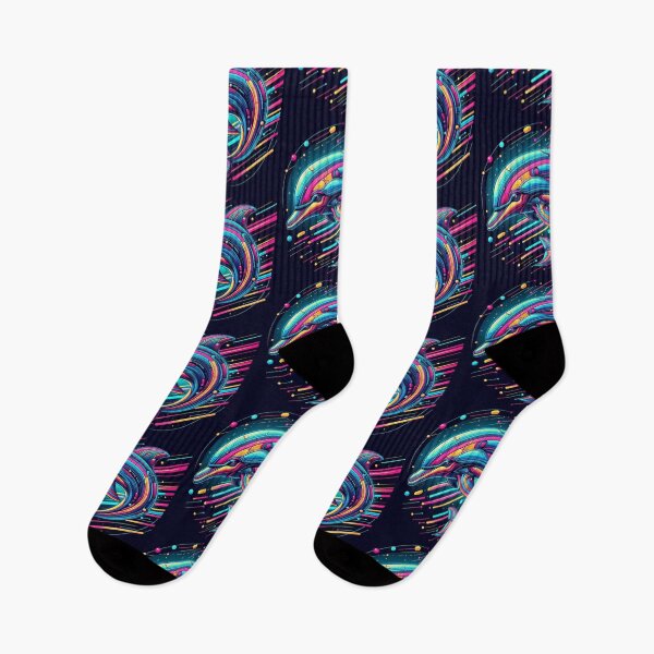 Item preview, colorful futuristic dolphin designed and sold by Dogandesighn.