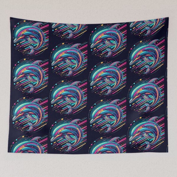 Item preview, colorful futuristic dolphin designed and sold by Dogandesighn.