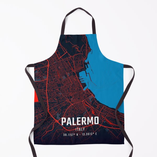 Item preview, Palermo Red & Blue Minimalist Map designed and sold by HomeLivingCo.
