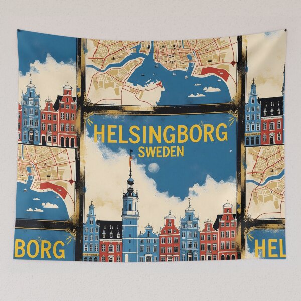 Item preview, Helsinborg Sweden 1950s Vintage Travel Tourism designed and sold by TravelersGems.