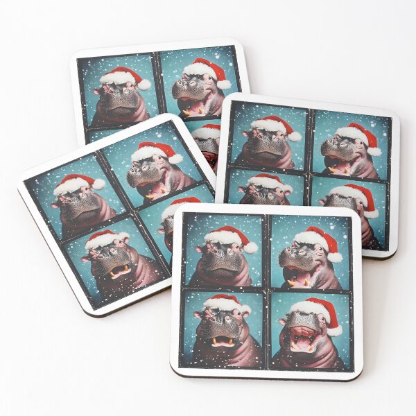 Item preview, Hippo in Santa Hat – Cute & Funny Christmas Photobooth designed and sold by RockFireMerch.