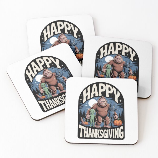 Item preview, Happy Thanksgiving Bigfoot Alien Mothman Sasquatch designed and sold by BakeryDozen.