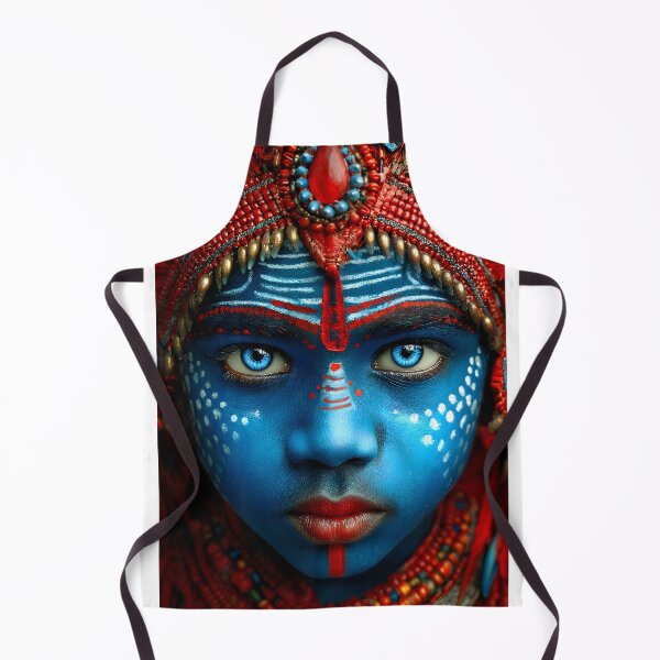 Item preview, Vibrant Cultural Display with Blue Face Paint designed and sold by Artessie.