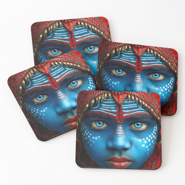 Item preview, Vibrant Cultural Display with Blue Face Paint designed and sold by Artessie.
